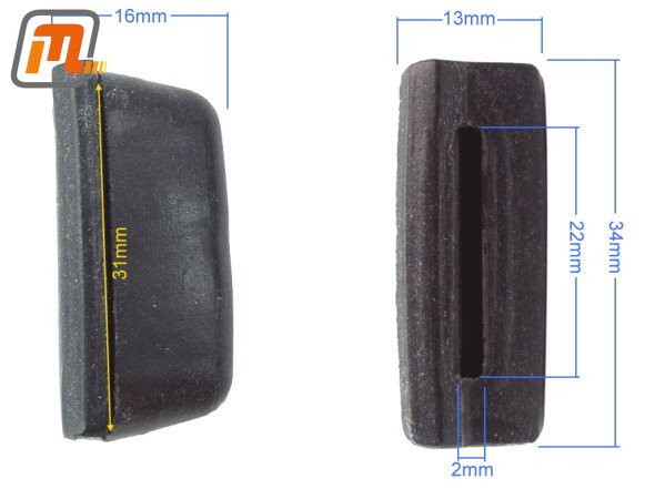 hinged window rear lateral bearing rubber  (per piece)