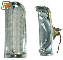 turn indicator complete left hand clear white  (reproduction, with reflector, alloy, incl. sealing & bulb)