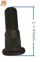 front axle - wheel stud  (L=43mm, knurled-Ø=13mm, thread 7/16 UNF, for wheel spacer kit 20mm per axle)