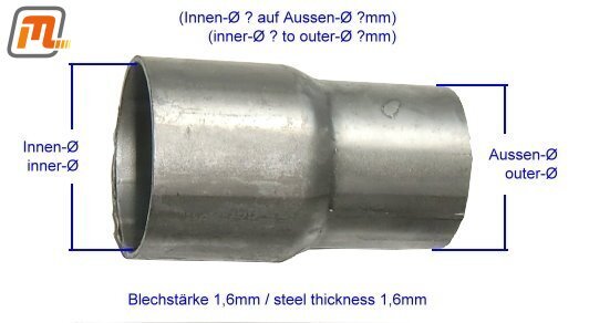 Auspuff-Reduzierstück  (Innen-Ø 35mm / Außen-Ø 38mm auf Innen-Ø 29mm / Außen-Ø 32mm)