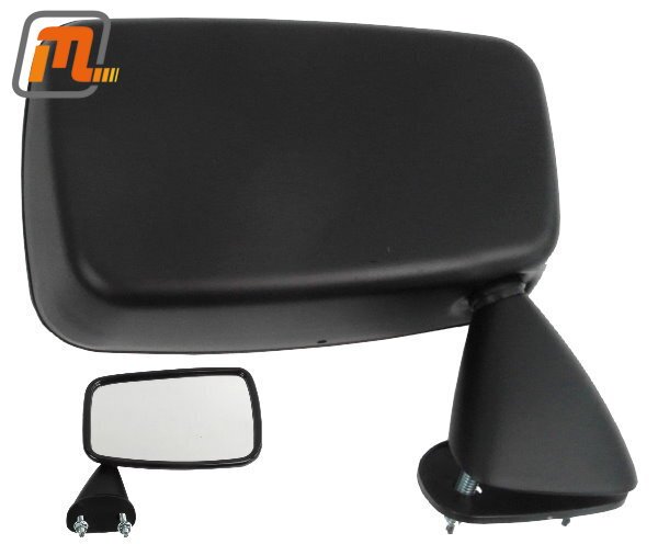 Außenspiegel rechts schwarz  (nicht innenverstellbar, Nachfertigung Original-Qualität, Metall, inkl. Unterlage, LHD & RHD)