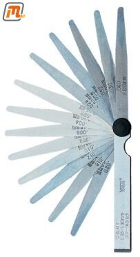 feeler gauge set  (to adjust valve clearance, from 0,05-1,00mm, set of 20 pieces)