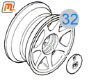 wheel alloy  6,0 x 14  original  (7 holes, original 