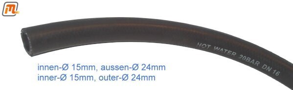 Kühlerschlauch an Heizung  (Meterware, Innen-Ø 15 x 3,0mm, pro Meter)